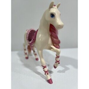 Mattel Barbie Princess Horse Pony White Long Mane Tail Pink Glitter Saddle 10"